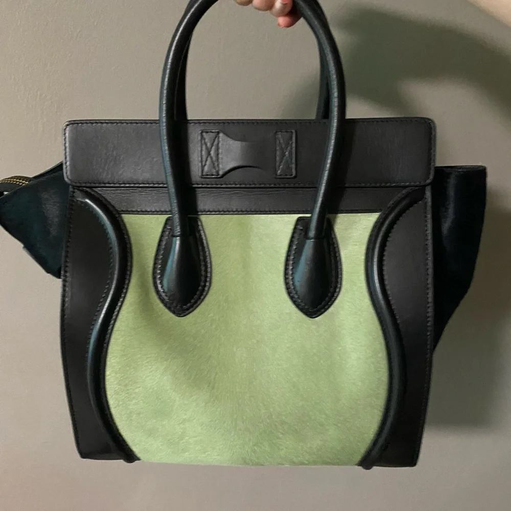 Host pick! π€©π₯³ Celine pistachio Pony hair and black leather Mini luggage bag - Picture 4 of 16